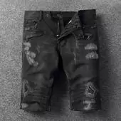 jeans balmain fit hommes shorts black destroyed